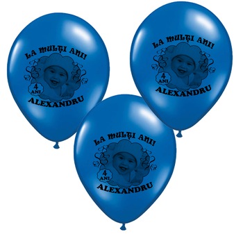 Set 15 baloane personalizate cu fotografie, Personalizari Cadouri, tematica La Multi Ani, culoare albastra Set 15 baloane personalizate cu fotografie, Personalizari Cadouri, tematica La Multi Ani, culoare albastra