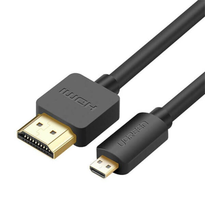 HDMI kábel - micro HDMI 19 tűs Ugreen 30102, kétirányú, 4K@60Hz, 30AWG, 1,5 m, fekete