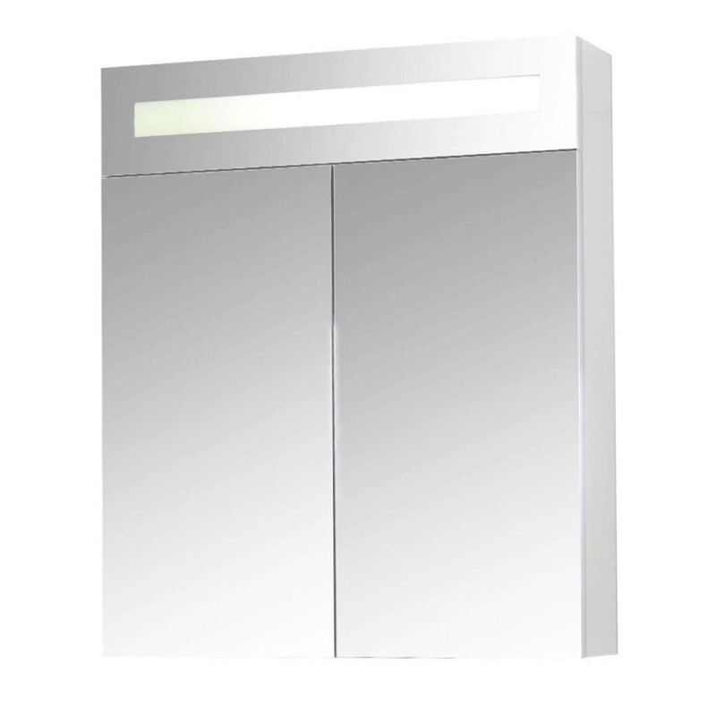 Oglinda baie tip dulap cu 2 rafturi, alb melaminat, 71x60x15 cm