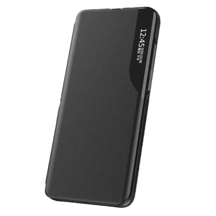 Калъф тип тефтер Premium, Покритие от еко кожа, Магнитно затваряне, За Huawei P Smart 2021, Черен