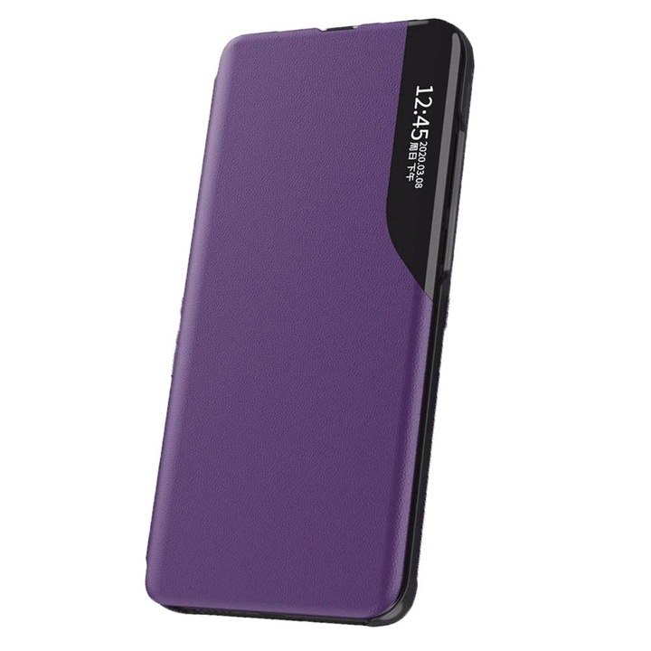 OEM Prémium Tok, könyvborító stílus, öko bőrborítás, mágneses zár, Xiaomi Mi 10T / 10T Pro kompatibilis, lila