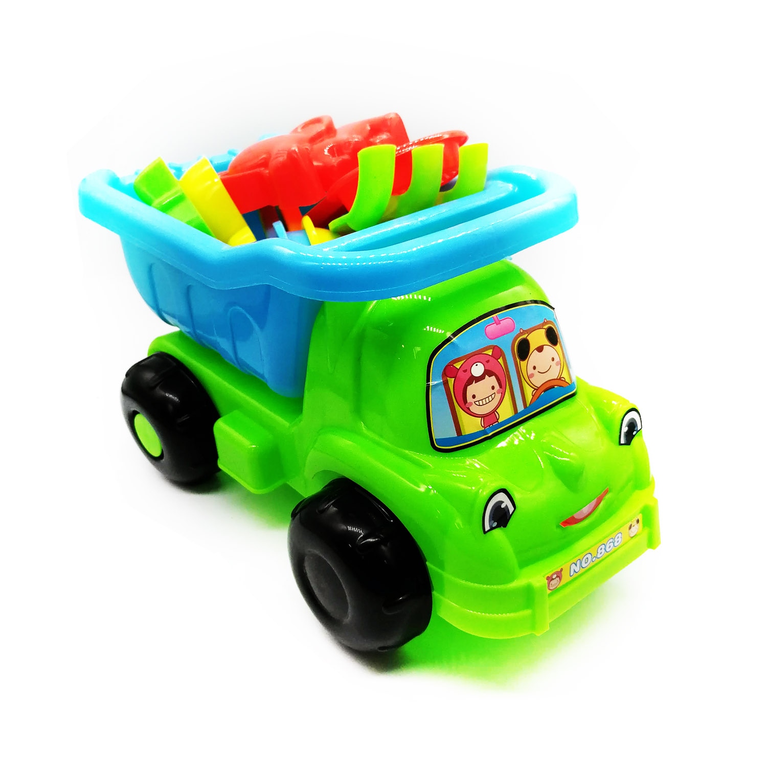 Camion de nisip, Vision, cu unelte si forme de nisip, 26 cm, 8 piese