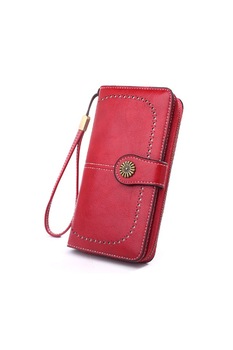 Portofel dama, mare, piele ecologica premium, cu bareta, rosu, 195x105x35mm Portofel dama, mare, piele ecologica premium, cu bareta, rosu, 195x105x35mm