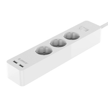 Prelungitor Orico GPC-3A2U cu 2 port-uri USB alb Prelungitor Orico GPC-3A2U cu 2 port-uri USB alb