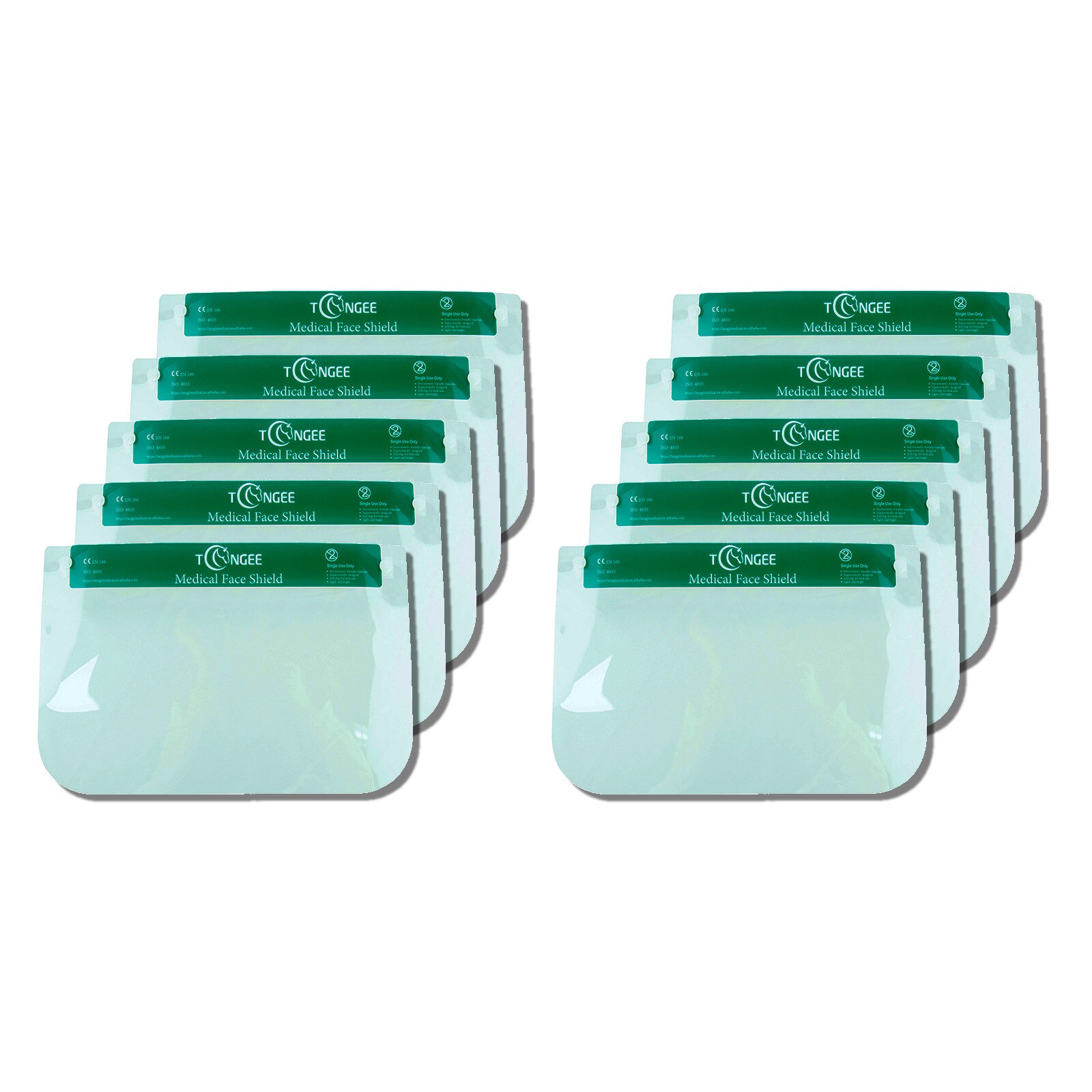Set 10 Viziere Profesionale de protectie faciala reutilizabile, foarte usoare, comode, din plastic cu suport burete pe frunte, 33x22 cm, Neo Green Guard