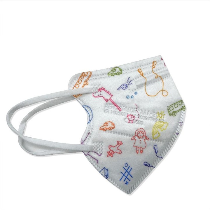 Set 5 Masti de protectie pentru copii ambalate individual, standard FFP2/KN95 din 5 straturi CE 0598 BFE>95