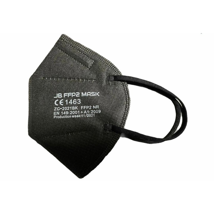 Masca de protectie calitate premium ambalate individual, standard FFP2/KN95 din 5 straturi , CE 1463, BFE>95, culoare negru
