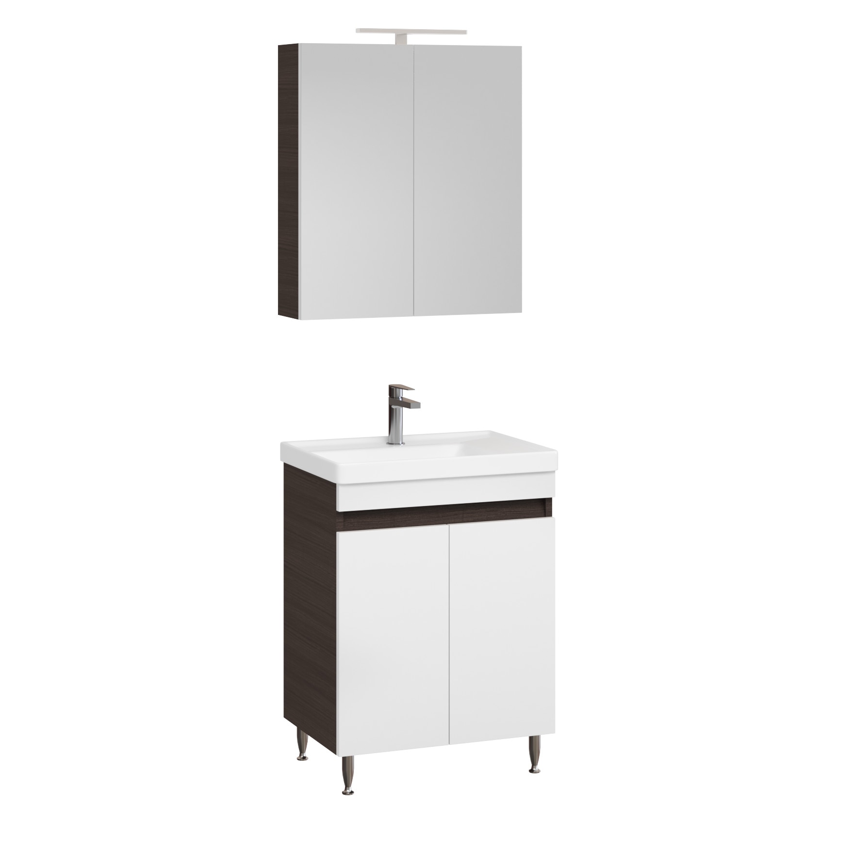 Set baza cu lavoar si oglinda , seria 286 , 60cm , Badenmob , wenge