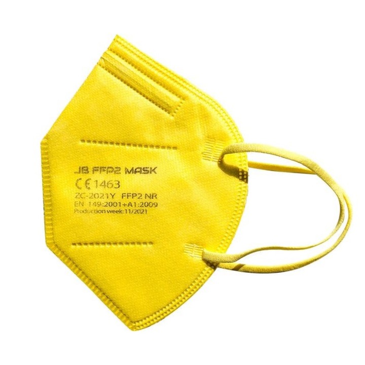 Set 10 buc masca de protectie calitate premium, ambalate individual, standard FFP2/KN95 din 5 straturi , CE 1463, BFE>95, culoare Galben