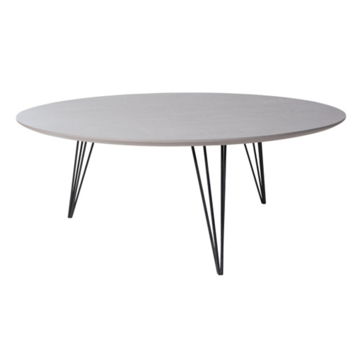 Masuta de cafea rotunda pentru Living sau Birou, diametrul 80 cm, inaltime 30 cm, gri