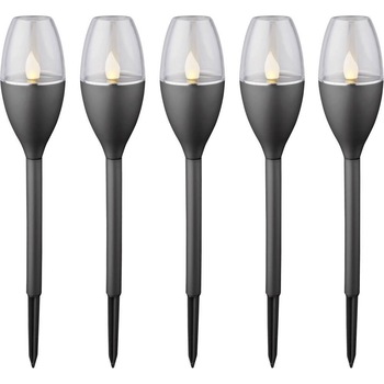 Set 6 Lampi solare tip Faclie Led, plastic, H 37.5cm Set 6 Lampi solare tip Faclie Led, plastic, H 37.5cm