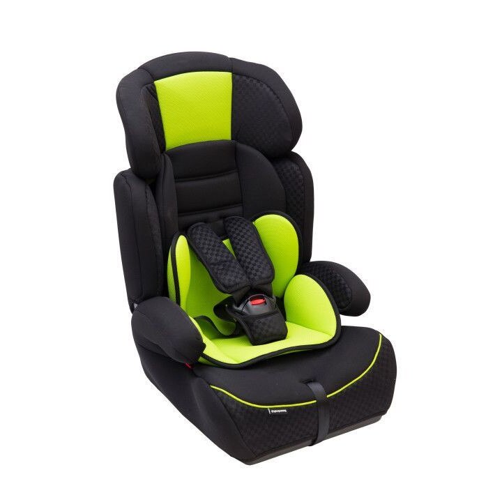 Scaun auto 9 luni - 12 ani, centuri in 3 puncte, suport cu cotiere profilate, spatar cu tetiera reglabila, verde, 77 x 41 x 41 cm