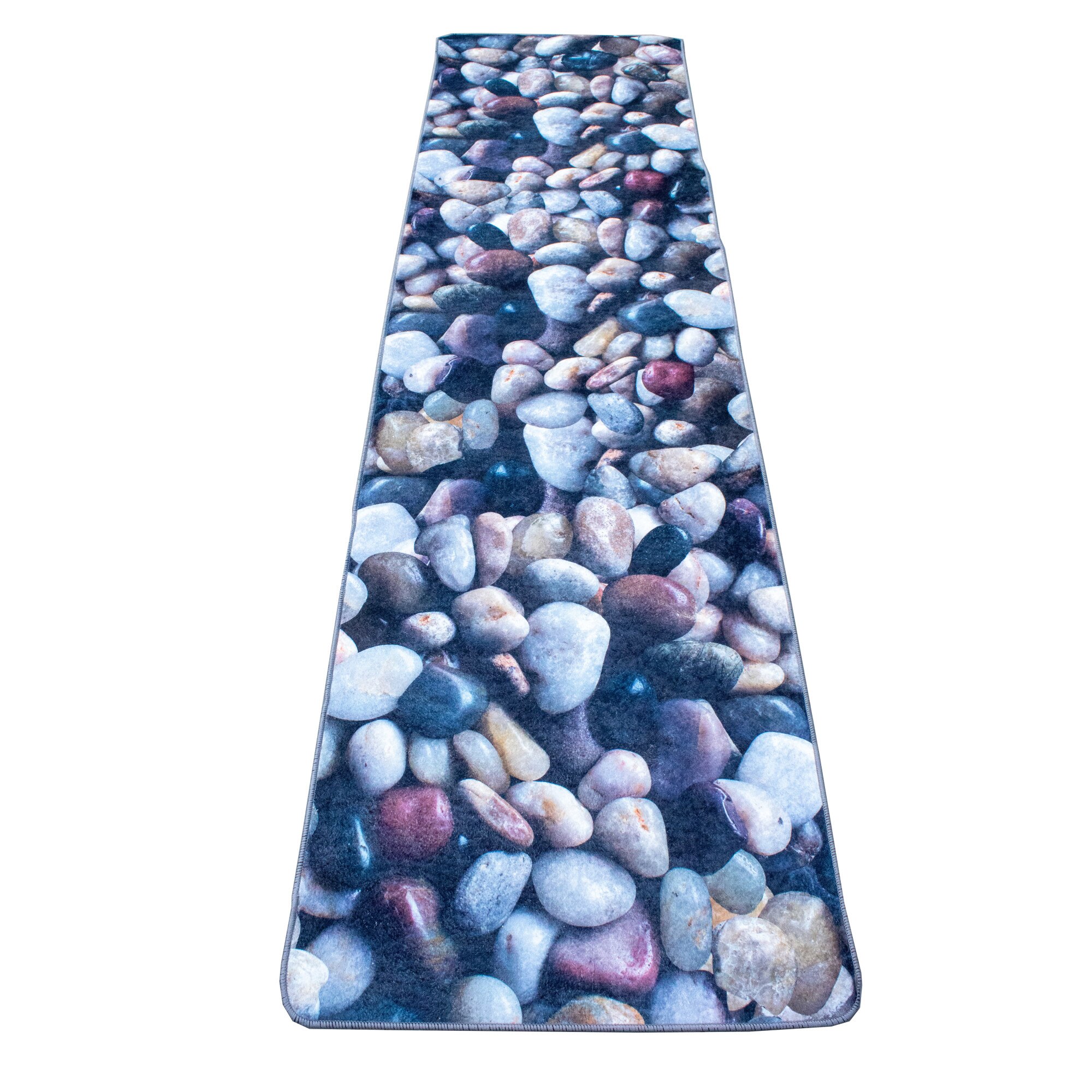 Covor bucatarie Brill , 80X300 cm , grosime 2.5 mm, tip printed, poliester, lavabil, antiderapant, gramaj 1000g/mp , model pietre gri