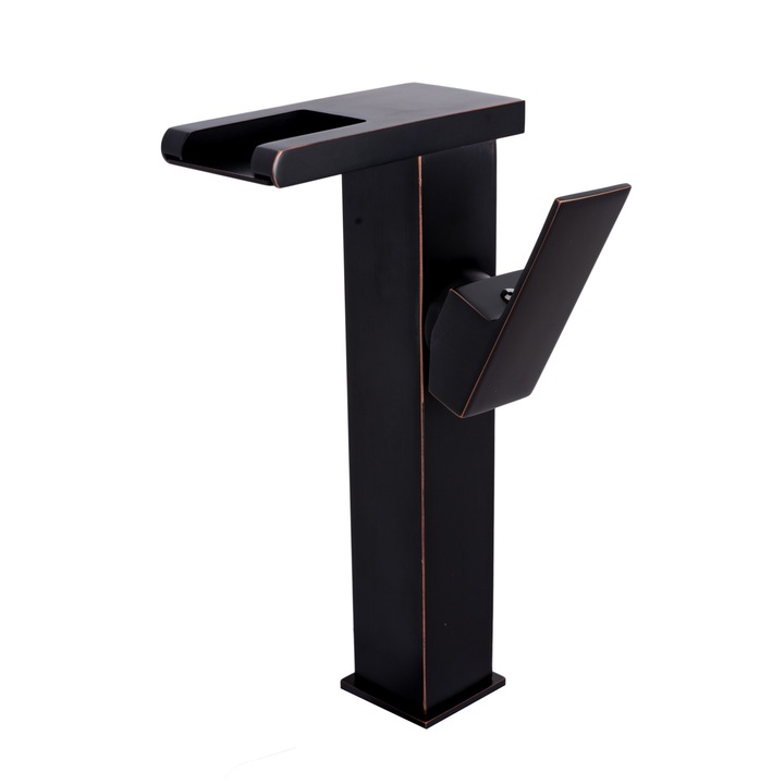 Baterie lavoar stil cascada, negru mat