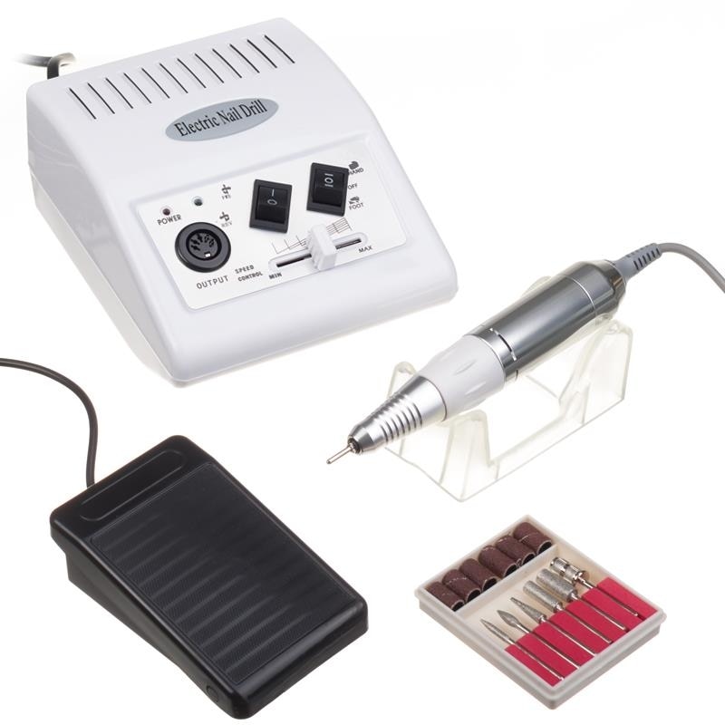 Freza unghii profesionala JD-500, pila electrica unghii false 20000 RPM, alb + set freze