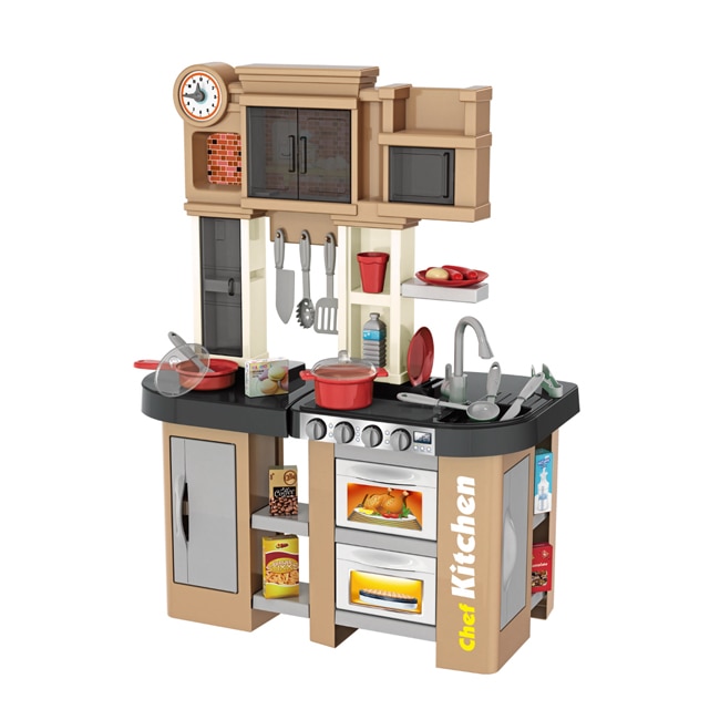 Bucatarie Multifunctionala pentru copii, Chef Junior Kitchen, 84 cm Inaltime, Accesorizata cu chiuveta si robinet functional ce sporesc creativitatea