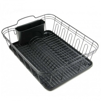 Uscator de vase Kinghoff KH 1354, 45 cm, Tavita pentru apa, Accesor pentru tacamuri, Negru Uscator de vase Kinghoff KH 1354, 45 cm, Tavita pentru apa, Accesor pentru tacamuri, Negru