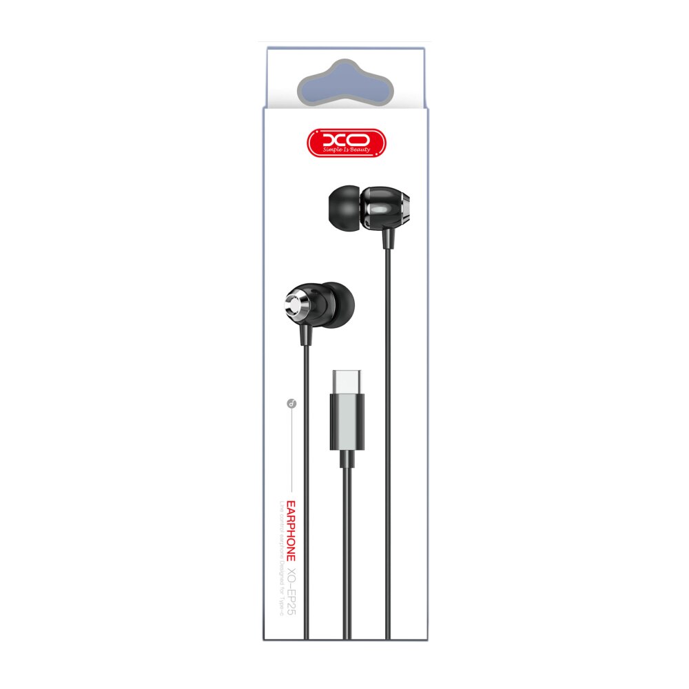 Casti Handsfree Type-C, in-ear XO EP25, negru