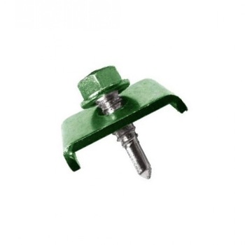 Set 50 buc Clema pentru fixare gard Verde 20x30 cu surub autoforant 6.3X25, RAL 6003 Set 50 buc Clema pentru fixare gard Verde 20x30 cu surub autoforant 6.3X25, RAL 6003