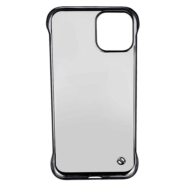 iPhone 12 Pro Max készülékkel kompatibilis tok, SILKASE, keret nélküli, átlátszó/fekete színű, ultravékony