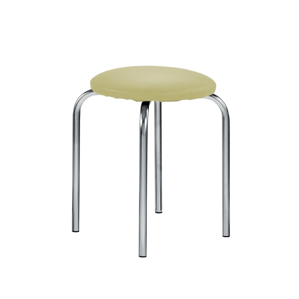 Scaun de tip taburet Chico, cadru cromat, piele ecologica, verde olive