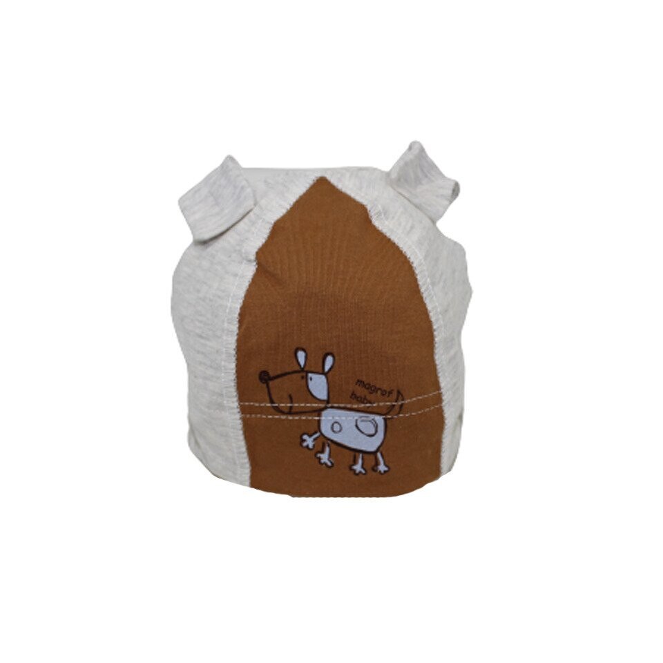 Caciulita bebe, magrof baby, gri cu maro