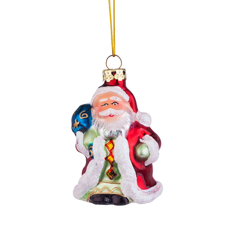 Ornament brad, glob model Mos Craciun, L111, Sticla, 7.5cm