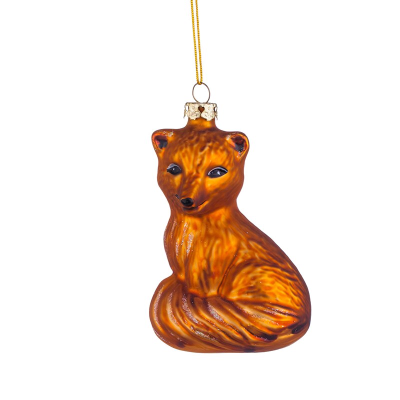 Ornament brad, glob model vulpe, L112, Sticla, 10cm