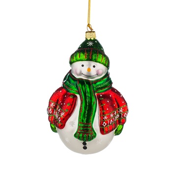 Ornament brad, glob model om de zapada, L128, Sticla, 12cm Ornament brad, glob model om de zapada, L128, Sticla, 12cm