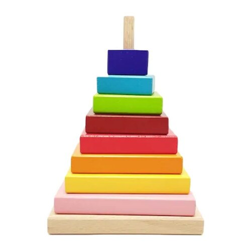 Piramida Montessori, curcubeu cu patrate, AC1025 RCO®