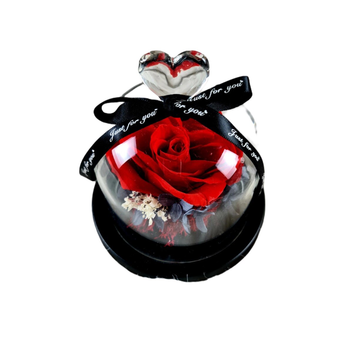 Trandafir criogenat rosu, in cupola de sticla by Hayati,120 mm