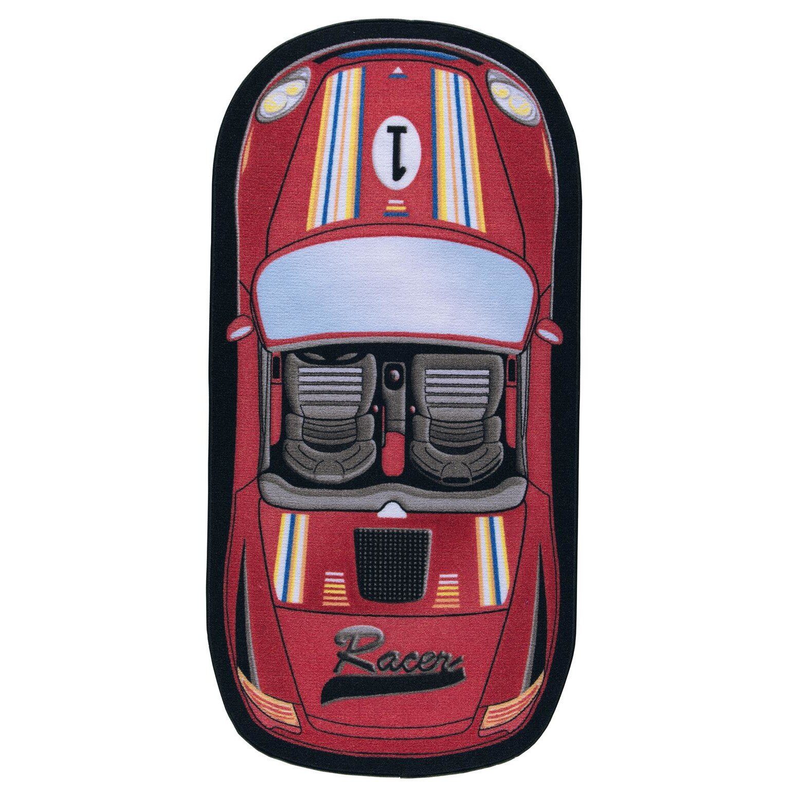 Covor Pentru Copii, Antiderapant, First Racer, Rosu, 100x200 cm, 1432 gr/mp