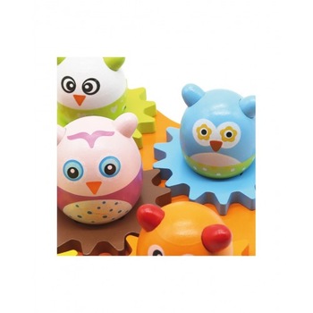 Joc educativ Oua cu roti dintate din lemn, Unitoys Joc educativ Oua cu roti dintate din lemn, Unitoys