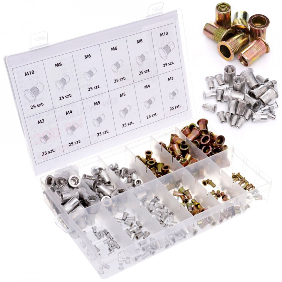 Piulite nituri din otel si aluminiu M3 M4 M5 M6 M8 M10 300 buc. TA4093