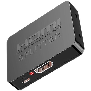Splitter HDMI TarTek cu 2 porturi, 1 intrare - 2 iesiri, 3D, 4K x 2K, FULL HD, alimentare cablu USB, vizualizare pe 2 monitoare in acelasi timp Splitter HDMI TarTek cu 2 porturi, 1 intrare - 2 iesiri, 3D, 4K x 2K, FULL HD, alimentare cablu USB, vizualizare pe 2 monitoare in acelasi timp