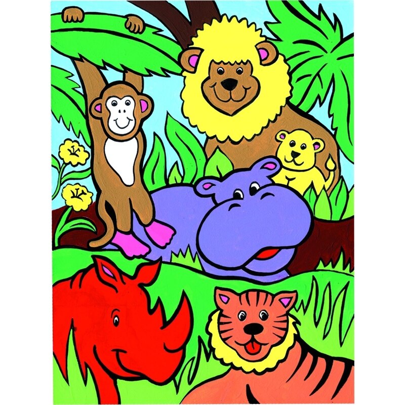 Set pictura pe numere pentru copii, MFP09 Animalele junglei