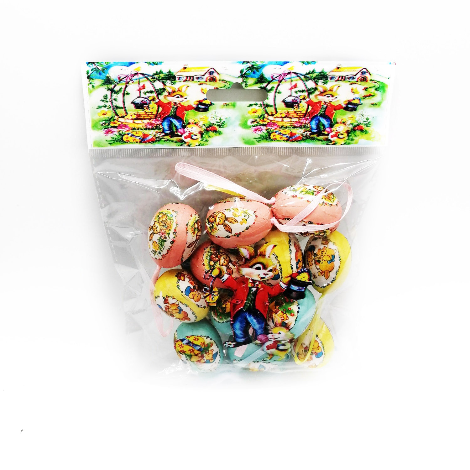 Set 12 oua, Vision, din polistiren colorate 3x5 cm