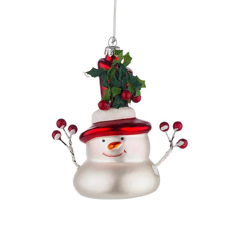 Ornament brad, glob model om de zapada, L138, Sticla, 11cm