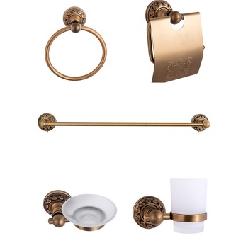 Set cinci piese , accesorii baie, bronz antichizat Set cinci piese , accesorii baie, bronz antichizat