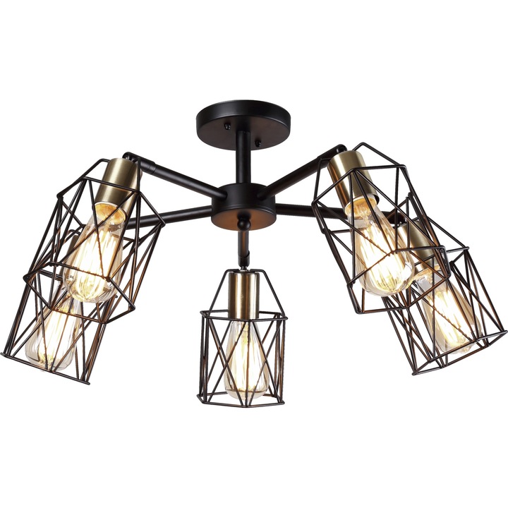 Полилей Klausen, Chantal 5, черен/златен, KL 6354, E27, 5 x 11 W