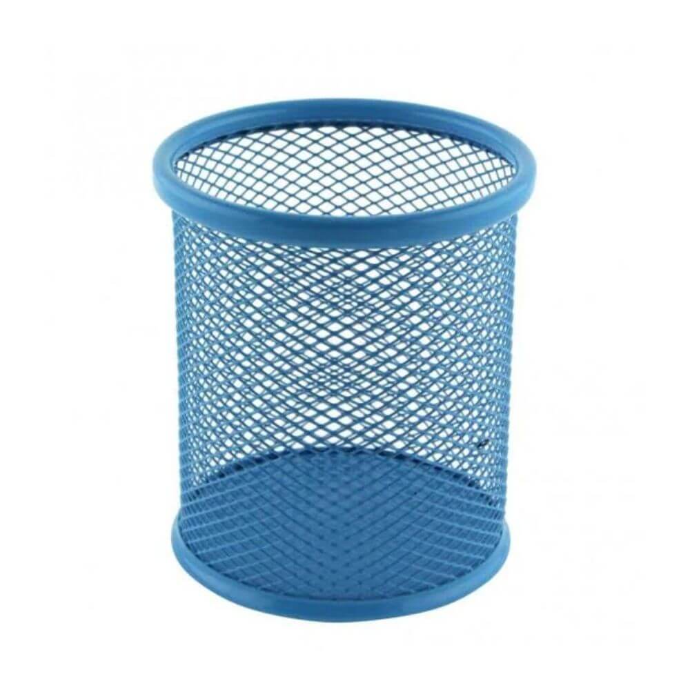 Suport Birou Cilindric Deli Vivid, 91x98 mm, Plasa Metalica Albastra