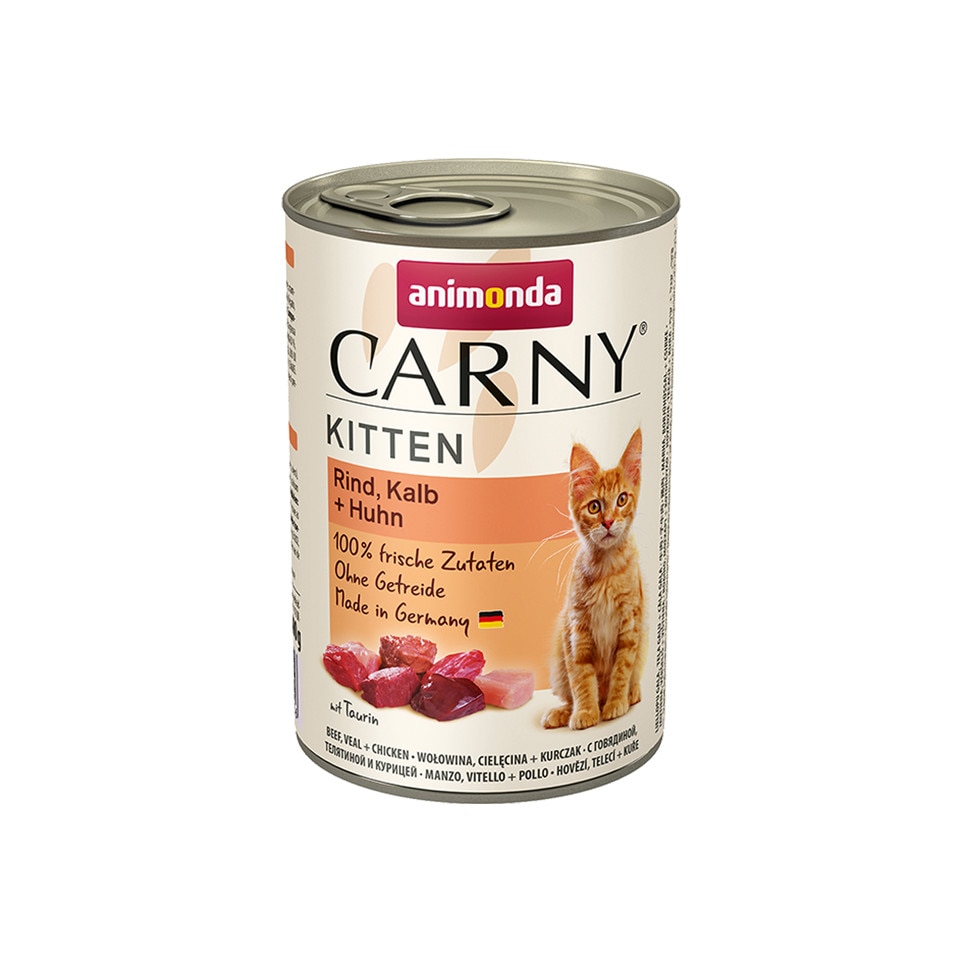 Hrana umeda pentru pisici Carny Kitten, Vita, Vitel, Pui, 400g