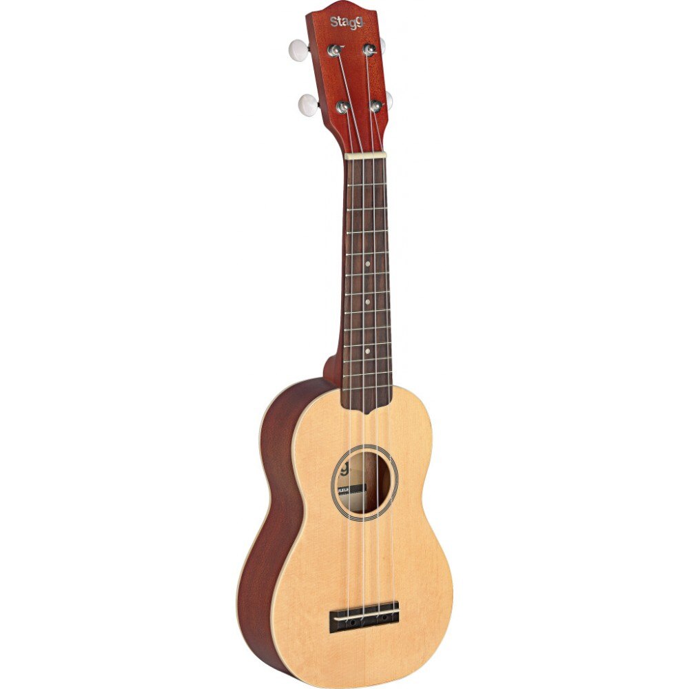 Chitara ukulele soprano cu husa Stagg 60, Lemn, Maro
