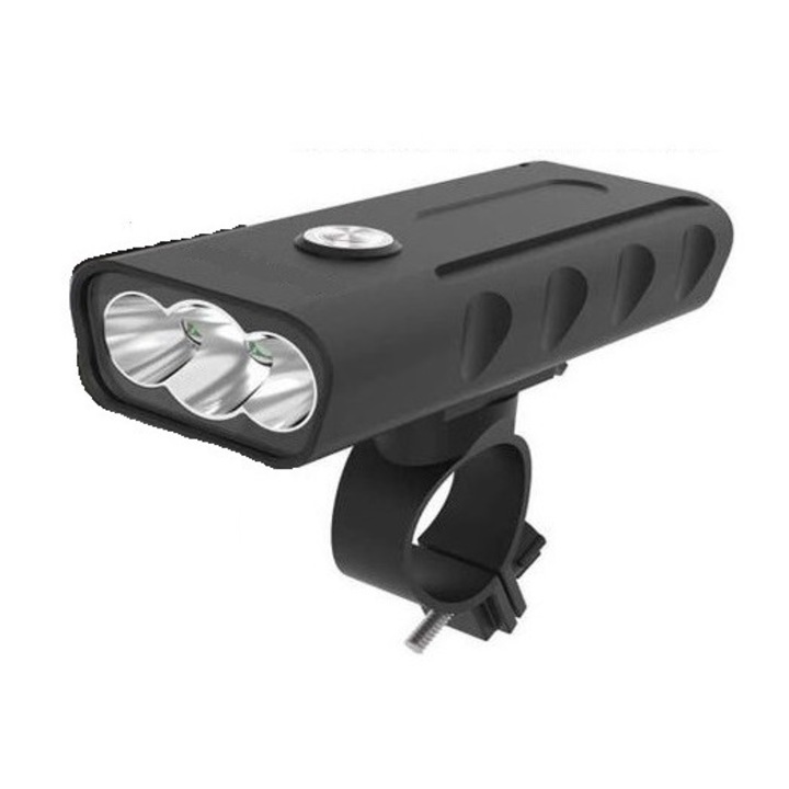 Професионален фар Carsons, с 3 светодиода, акумулаторен USB, алуминиева сплав, 3 режима на осветление, Черен