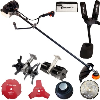 Motocoasa Yamamoto PRO , 5.5 CP, 9000 rpm, motor 2 timpi, 4 sisteme de taiere, accesoiru Cultivator, accesoriu Prasitoare Motocoasa Yamamoto PRO , 5.5 CP, 9000 rpm, motor 2 timpi, 4 sisteme de taiere, accesoiru Cultivator, accesoriu Prasitoare