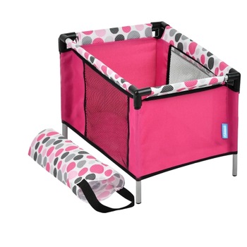 Patut Imaginarium Pink Dot Cot pentru papusi, pliabil, cu geanta de transport, multicolor Patut Imaginarium Pink Dot Cot pentru papusi, pliabil, cu geanta de transport, multicolor