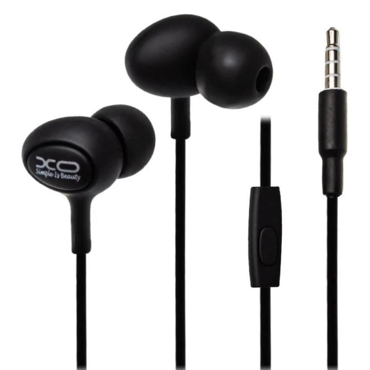 Vezetékes fülhallgató, stereo headset, 3.5 mm jack csatlakozóval, fekete, XO S6