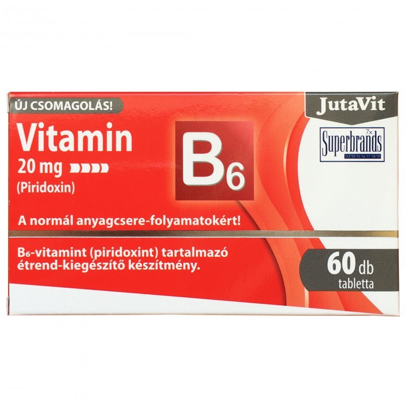 Tablete Vitamina B6 20 mg Jutavit, 60 buc