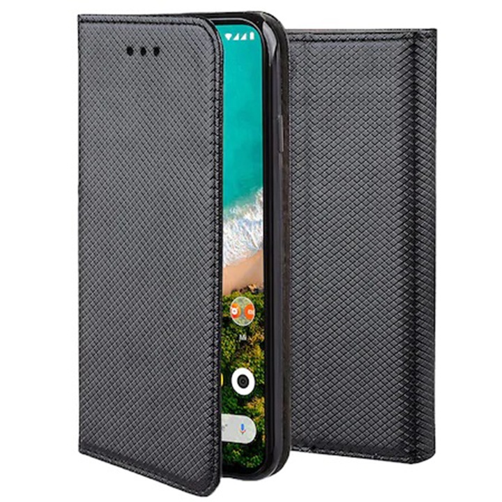 Калъф Book Flip Case за Samsung Galaxy A05s, кожа Optim Protect с магнитно затваряне, Smart Soft Close, черен