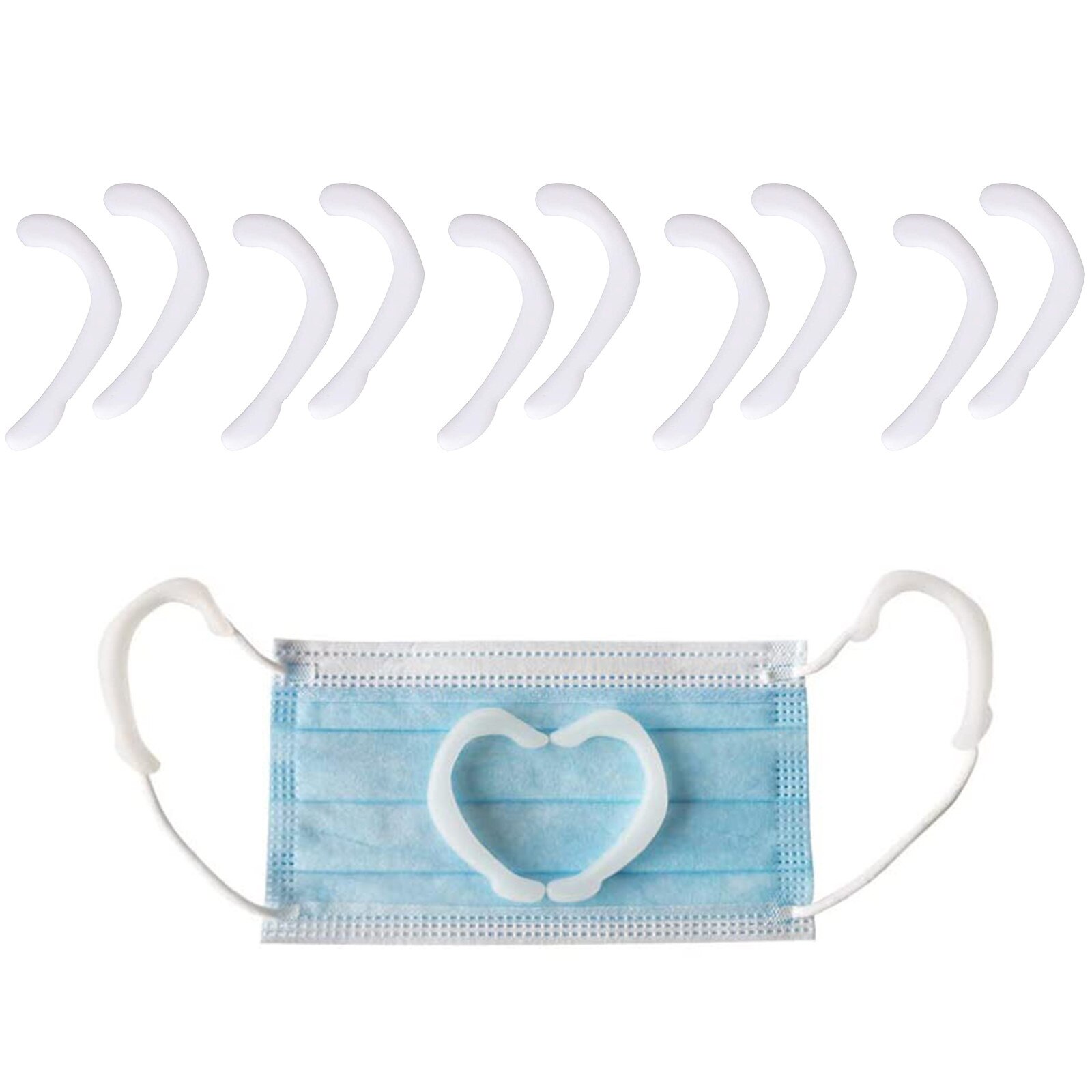 Set Protectii din silicon pentru masca, 5 perechi, Alb